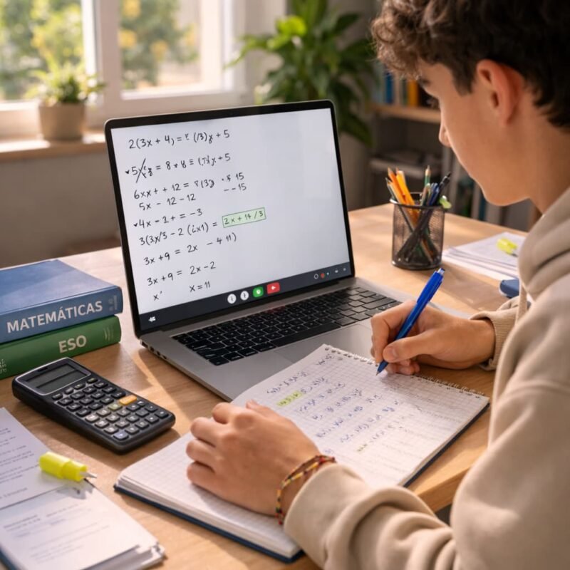 ALUMNO PASANDO CLASES DE MATEMÁTICAS ONLINE ESO